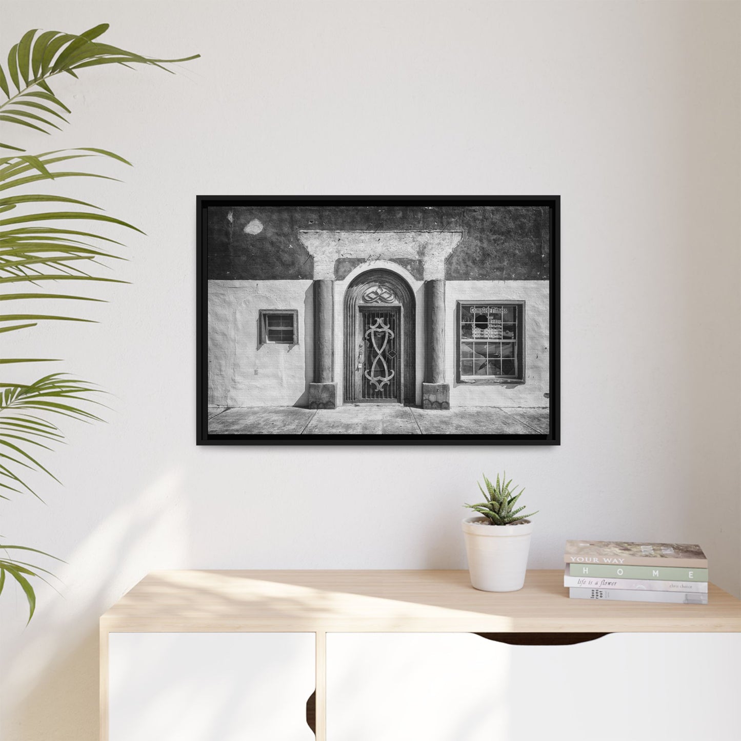 Chic Framed Matte Canvas Art - Vintage Doorway Photograph