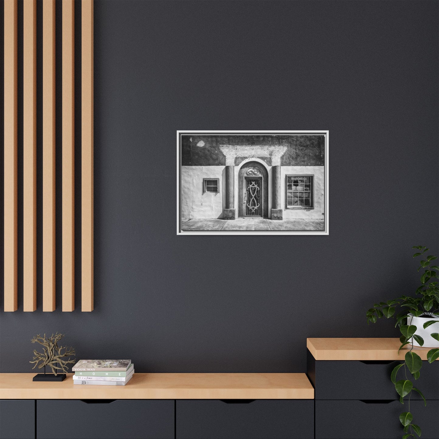 Chic Framed Matte Canvas Art - Vintage Doorway Photograph
