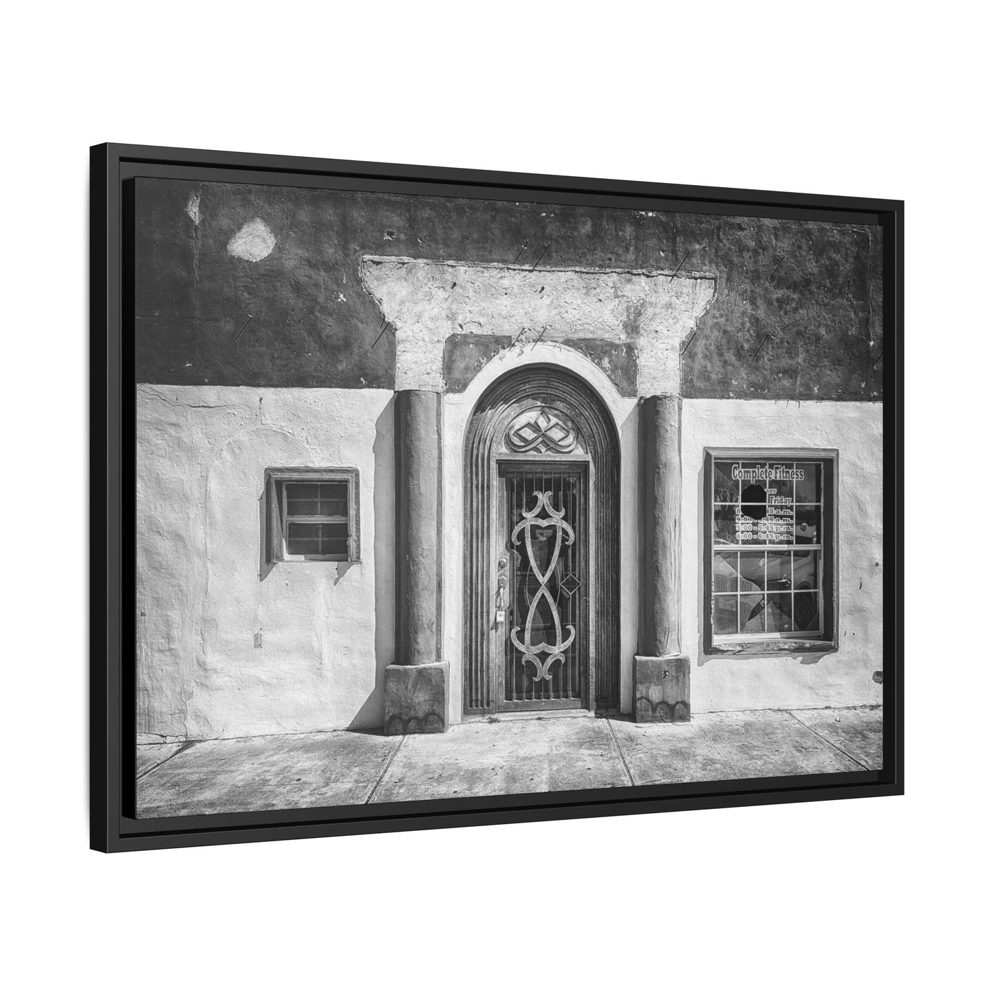 Chic Framed Matte Canvas Art - Vintage Doorway Photograph