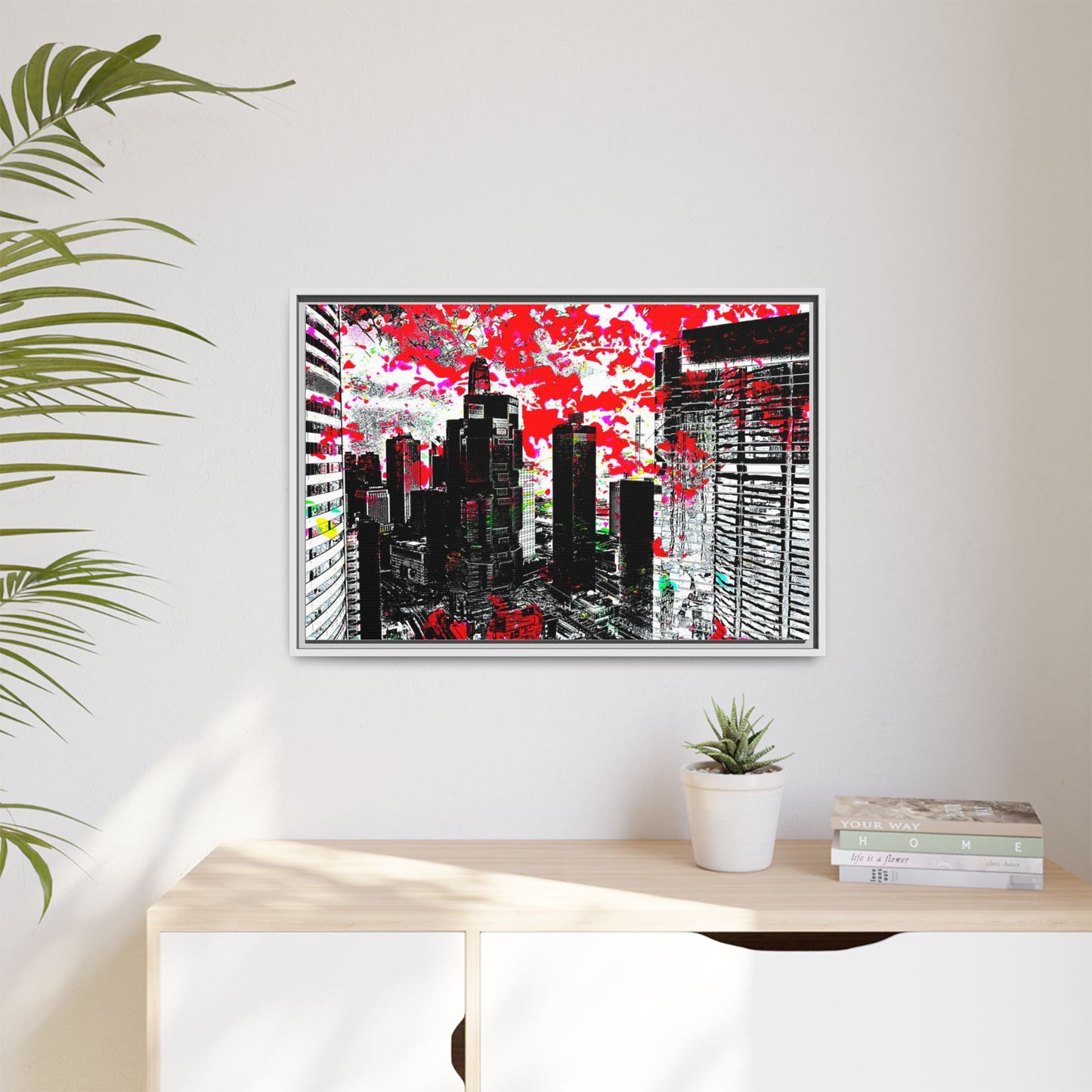 hkflowerrain Art Print - Framed Matte Canvas