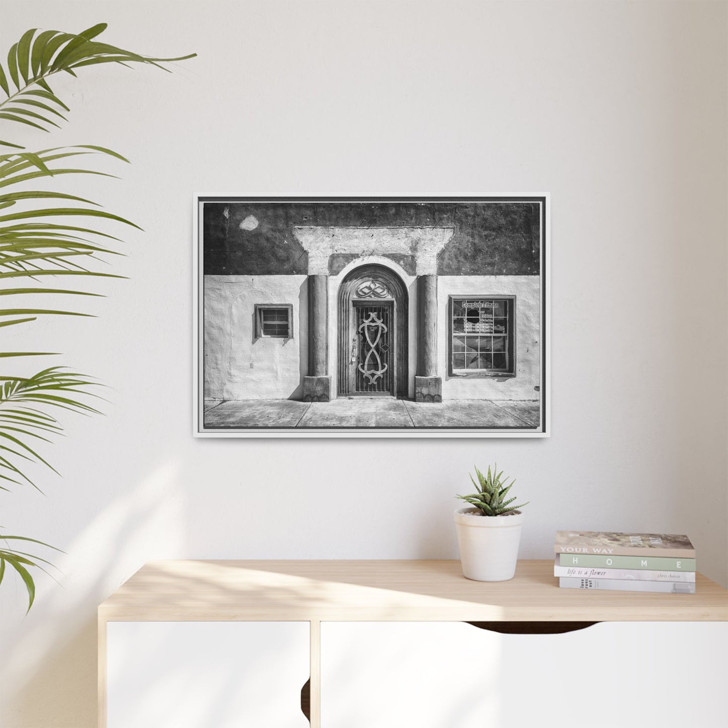 Chic Framed Matte Canvas Art - Vintage Doorway Photograph