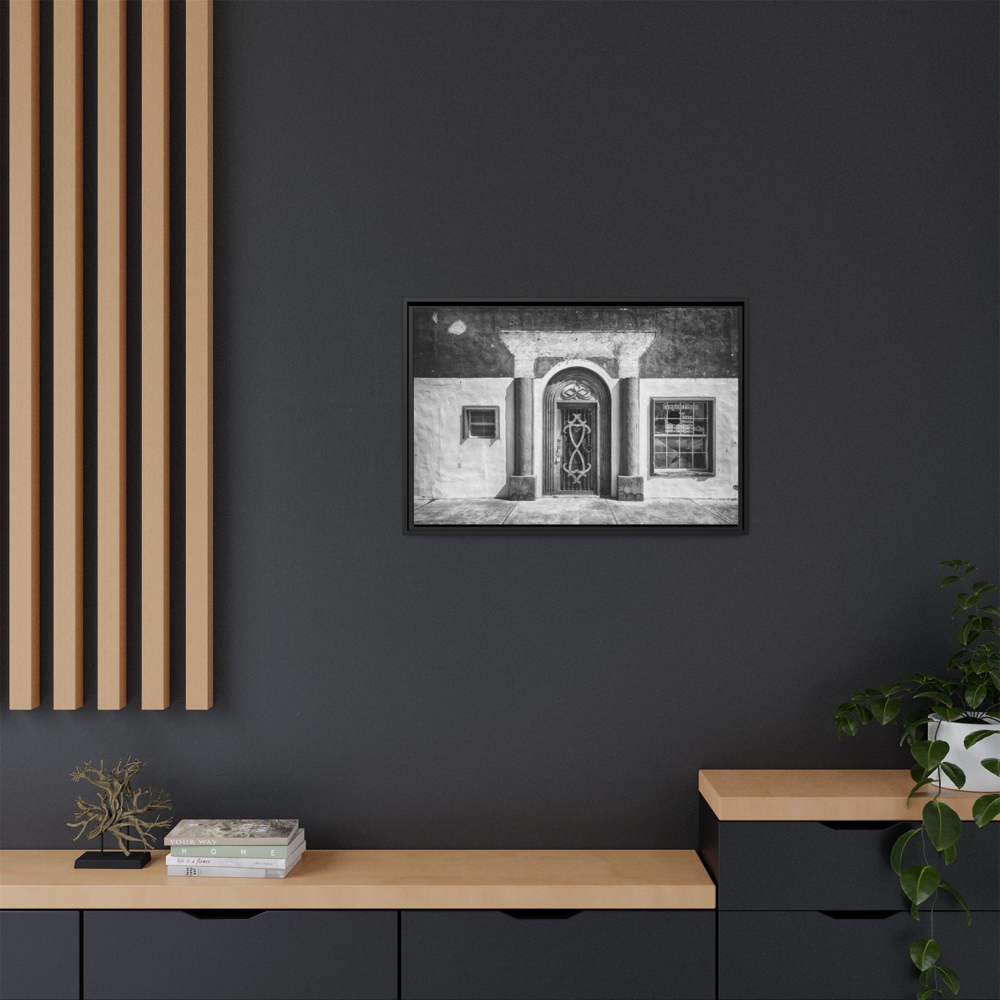 Chic Framed Matte Canvas Art - Vintage Doorway Photograph