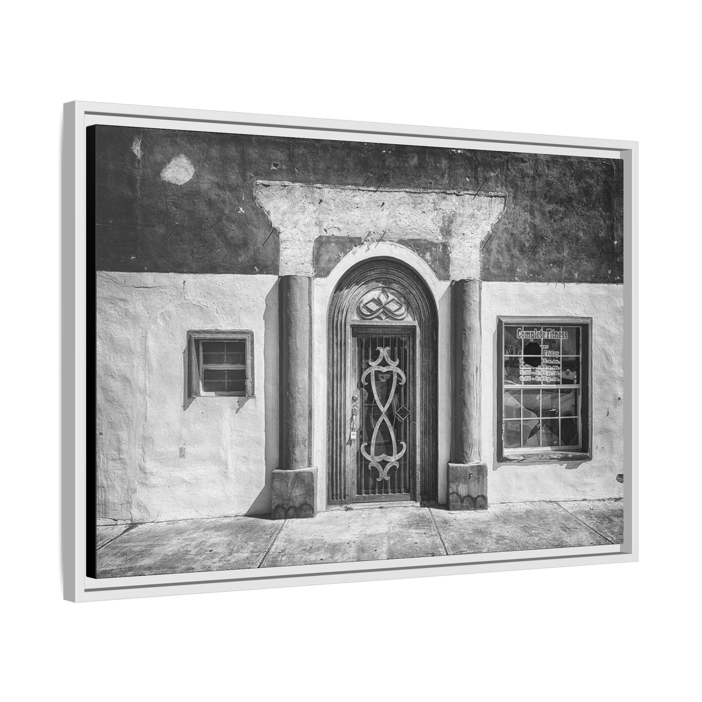 Chic Framed Matte Canvas Art - Vintage Doorway Photograph