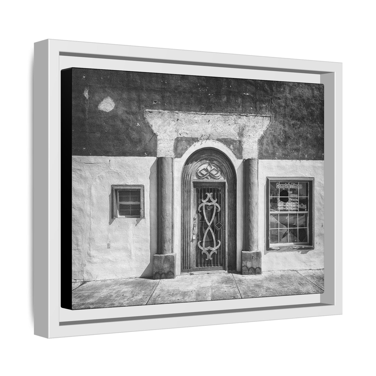 Chic Framed Matte Canvas Art - Vintage Doorway Photograph