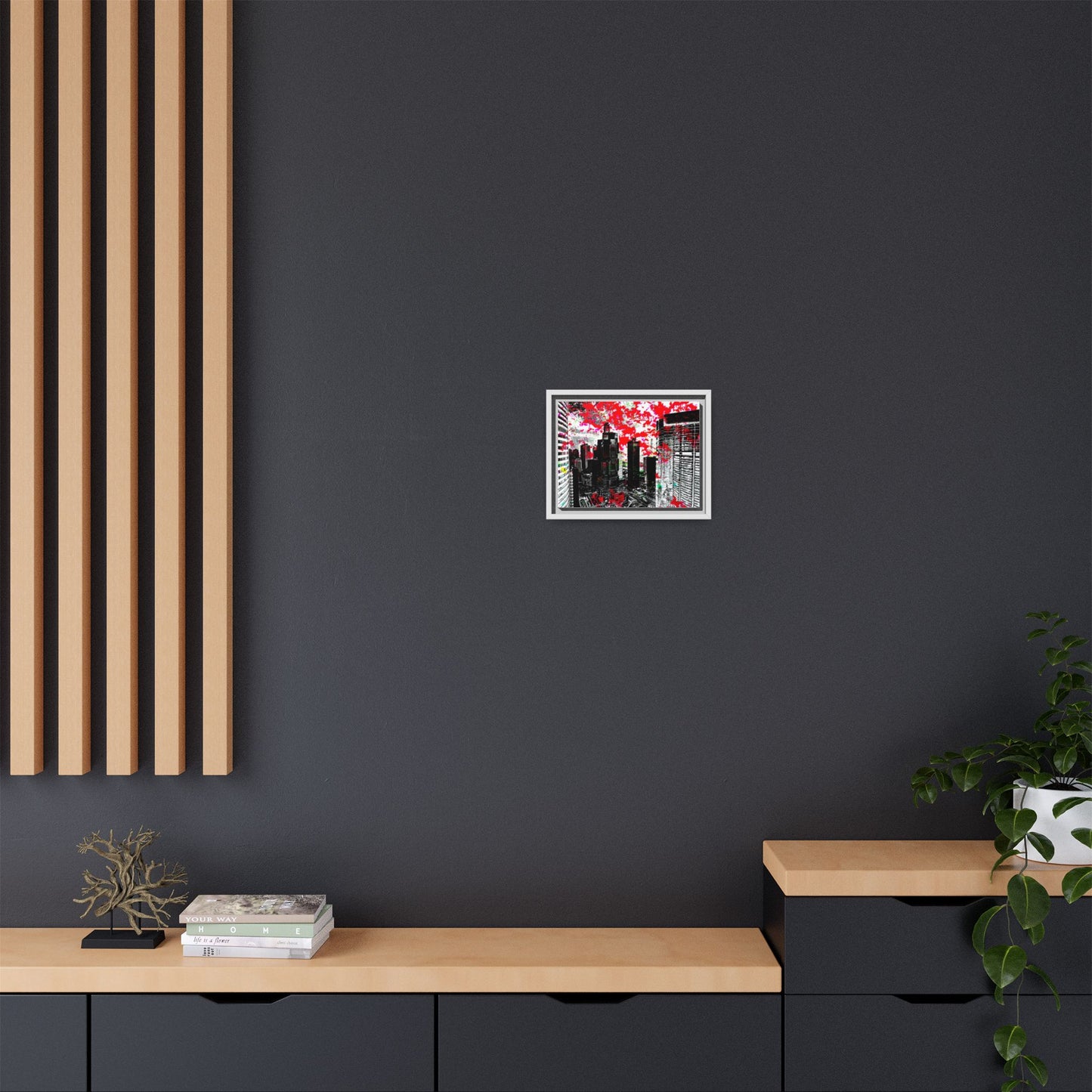 hkflowerrain Art Print - Framed Matte Canvas