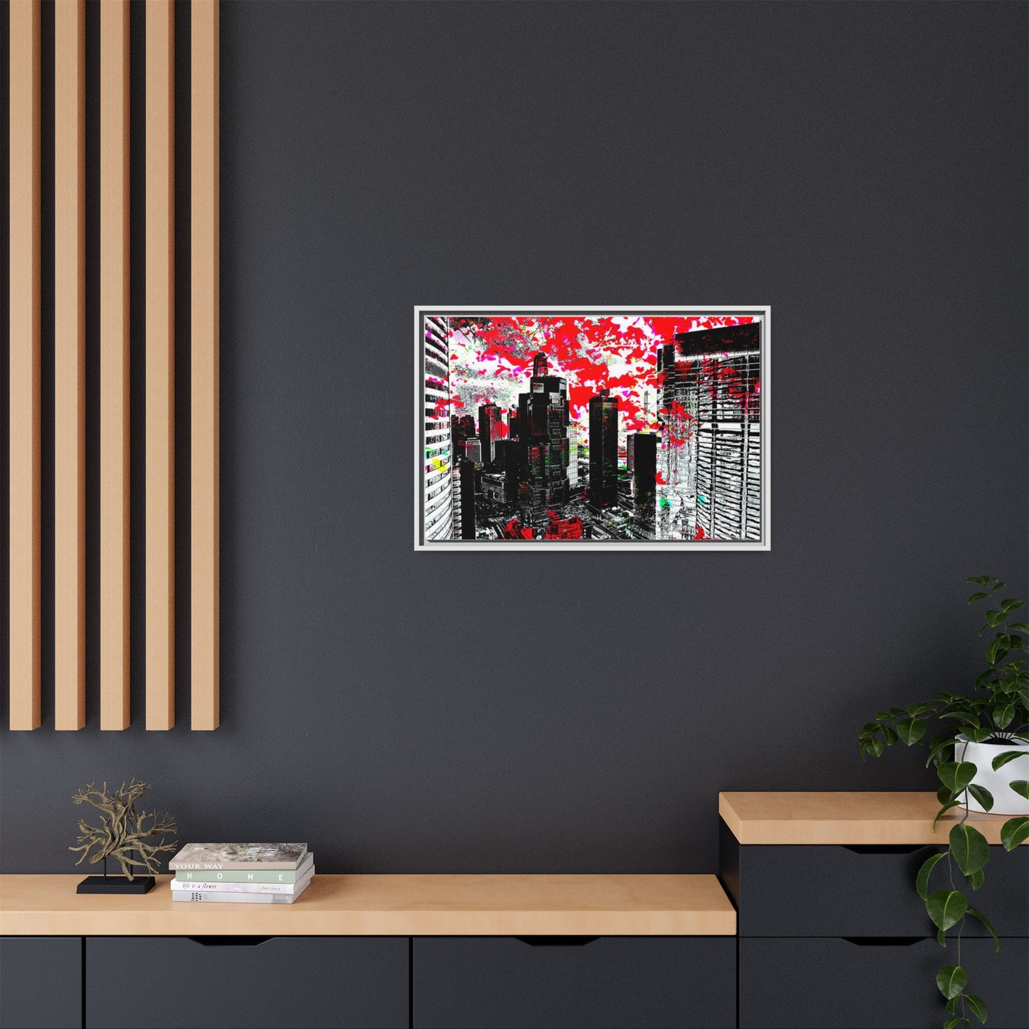 hkflowerrain Art Print - Framed Matte Canvas