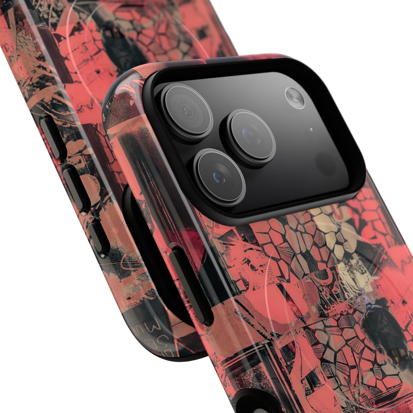 Abstract Red Collage Tough Magnetic Phone Case