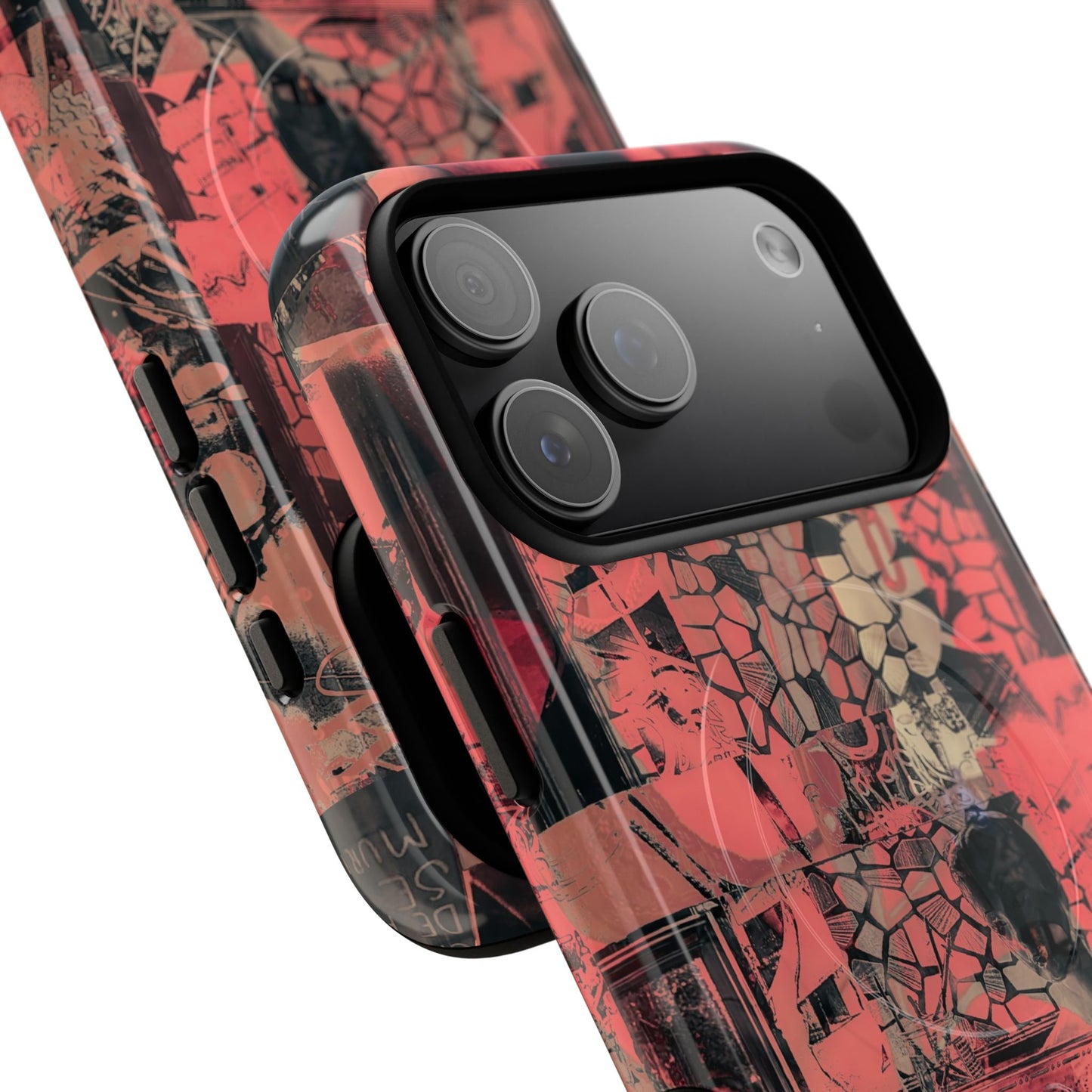 Abstract Red Collage Tough Magnetic Phone Case