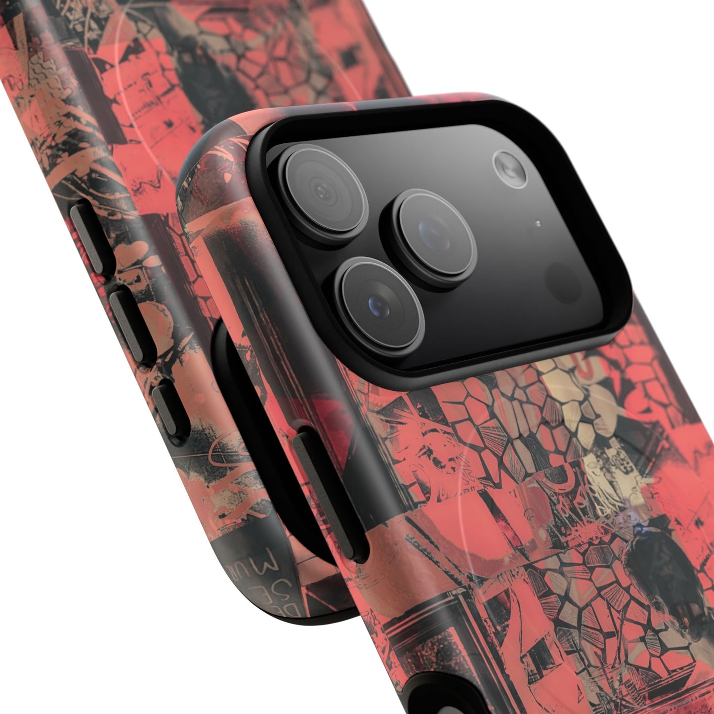 Abstract Red Collage Tough Magnetic Phone Case